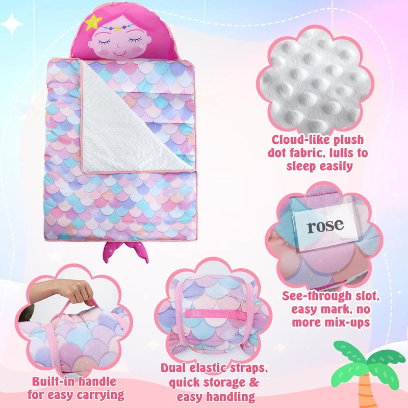 Biubee Thick Toddler Nap Mat with Pillow - Lightweight & Portable Toddler Sleeping Bag for Kids Boys Girls Aged 1~5 Daycare Preschool Travel - Image 3